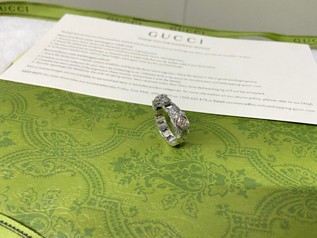 Gucci Double G Tiger Head Chain Ring