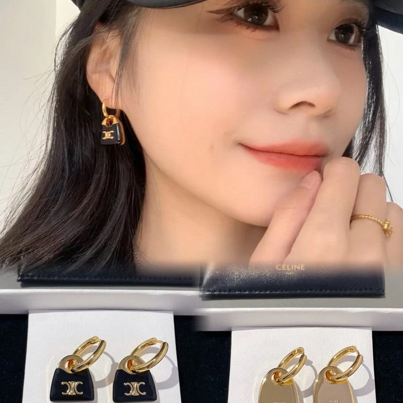 Celine Black Bag Earrings - 18K Yellow Gold