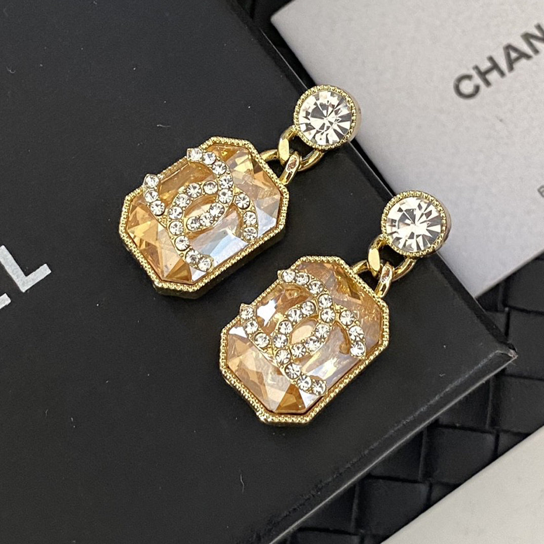 Chanel Crystal Earrings - 18K Yellow Gold