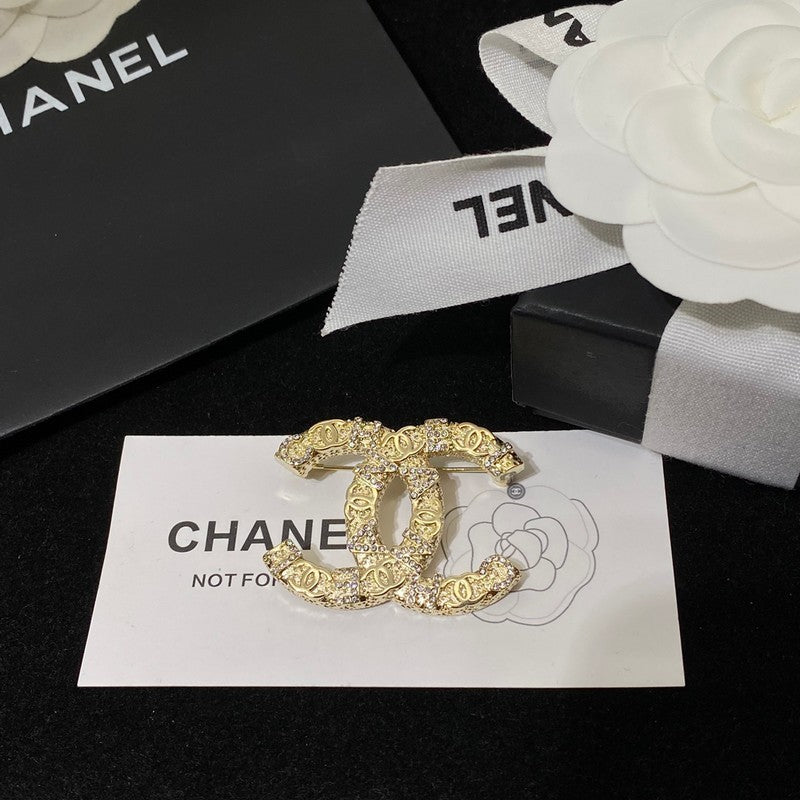 Chanel Diamond Gold Brooch