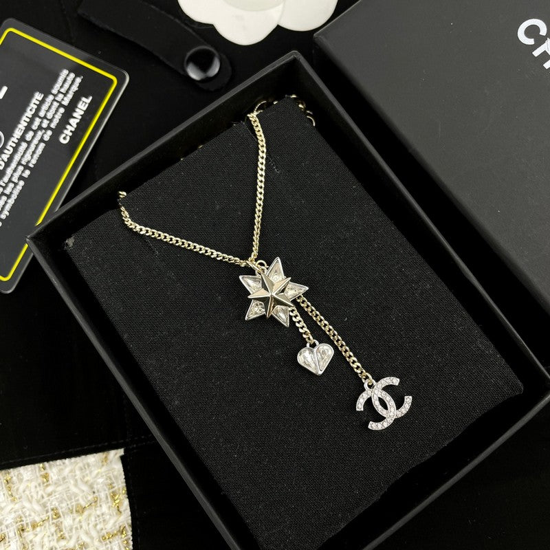 Chanel Heart & Star Crystal Necklace