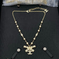 Chanel Bow Tie Diamond Gold Necklace