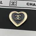 Chanel Black Heart Gold Brooch