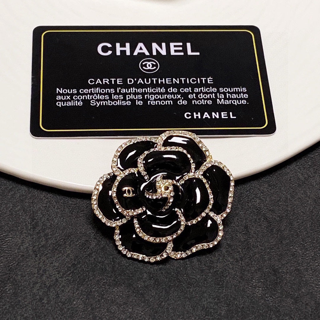 Chanel Black Flower Brooch