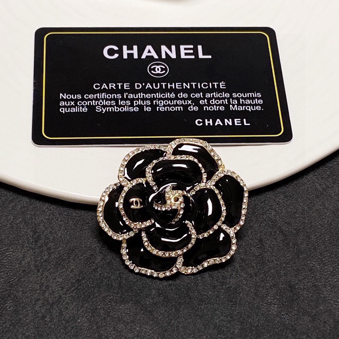 Chanel Black Flower Brooch