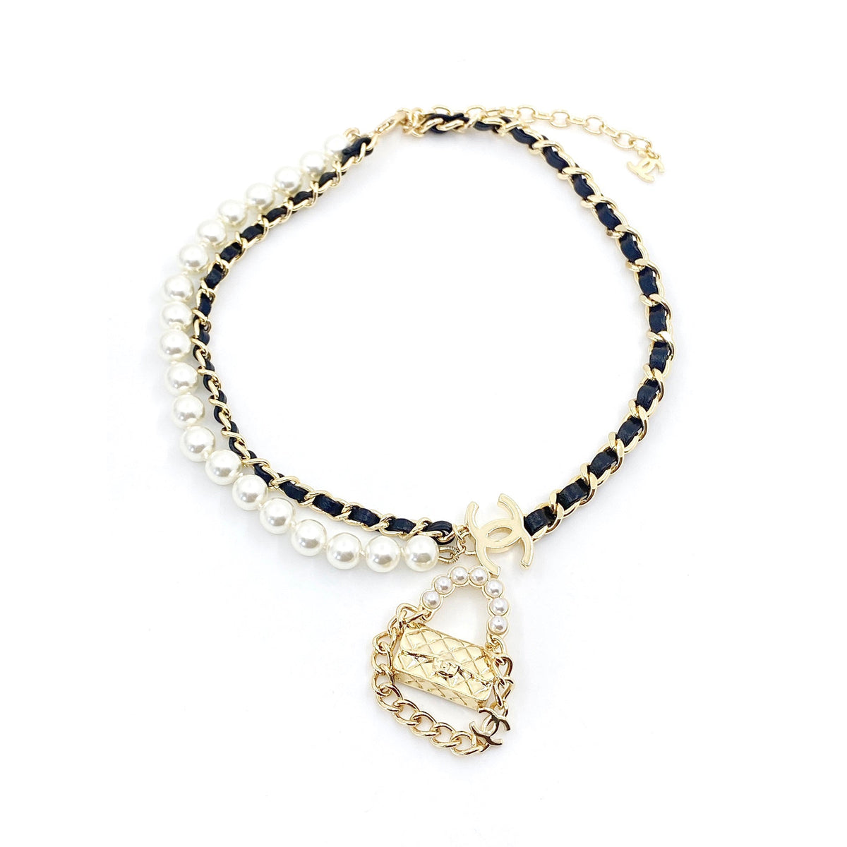 Chanel Pearl Bag Pendant Necklace