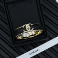 Chanel Black Leather Cuff Bracelet