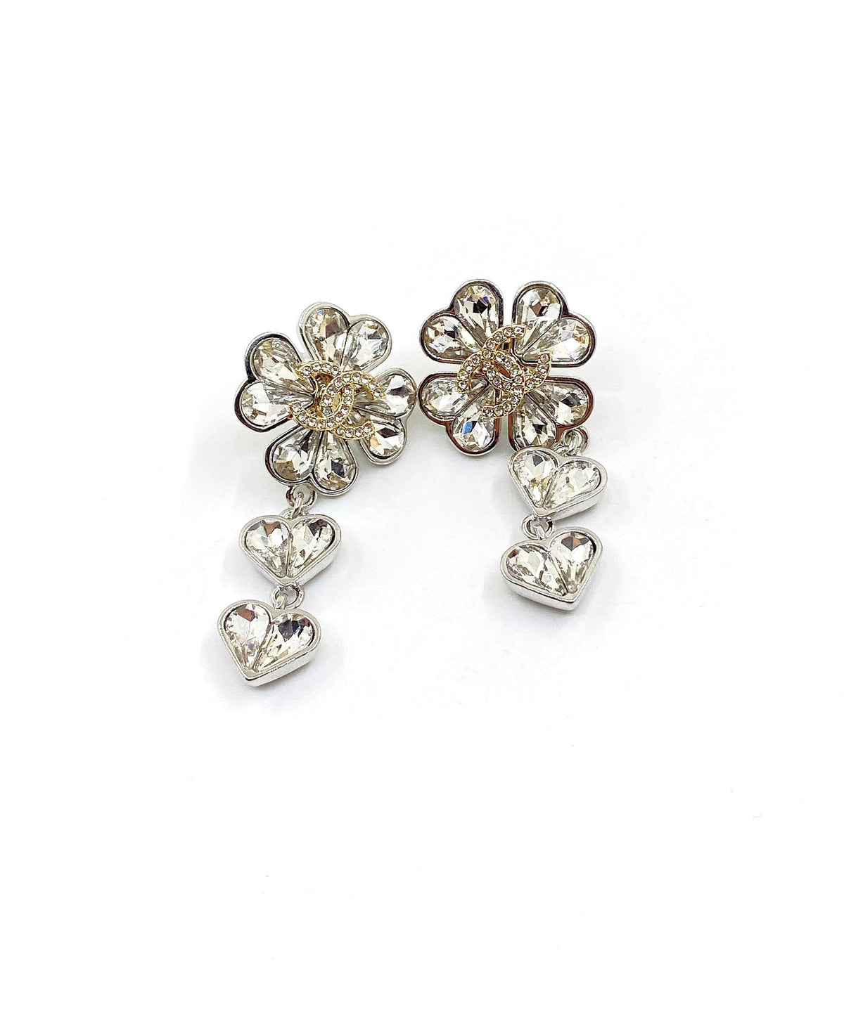 Chanel Crystal Flower Earrings - 18K White Gold