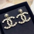 Chanel Pearl & Crystal Earrings - 18K Yellow Gold