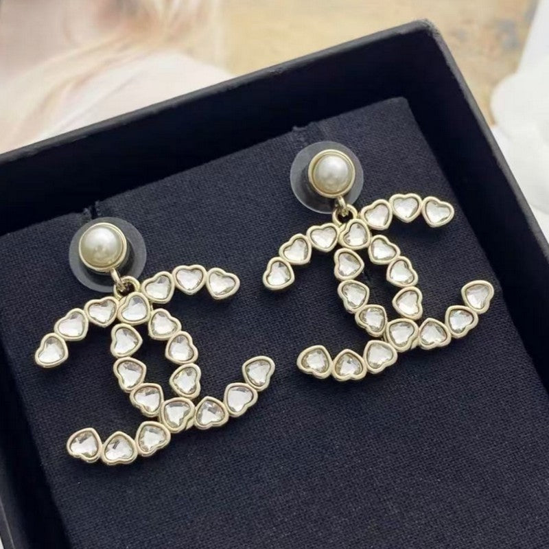 Chanel Pearl & Crystal Earrings - 18K Yellow Gold