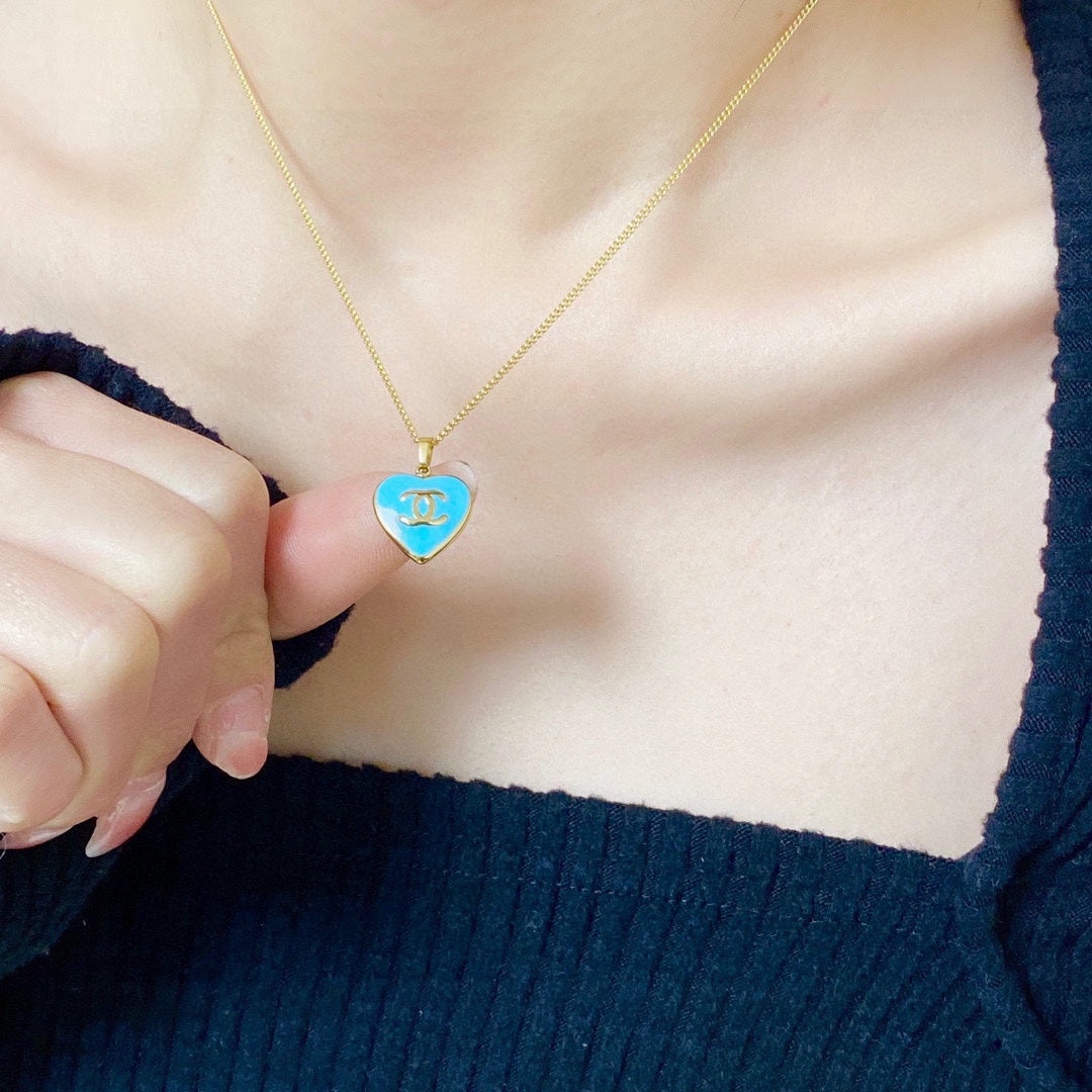 Chanel Blue Heart Necklace