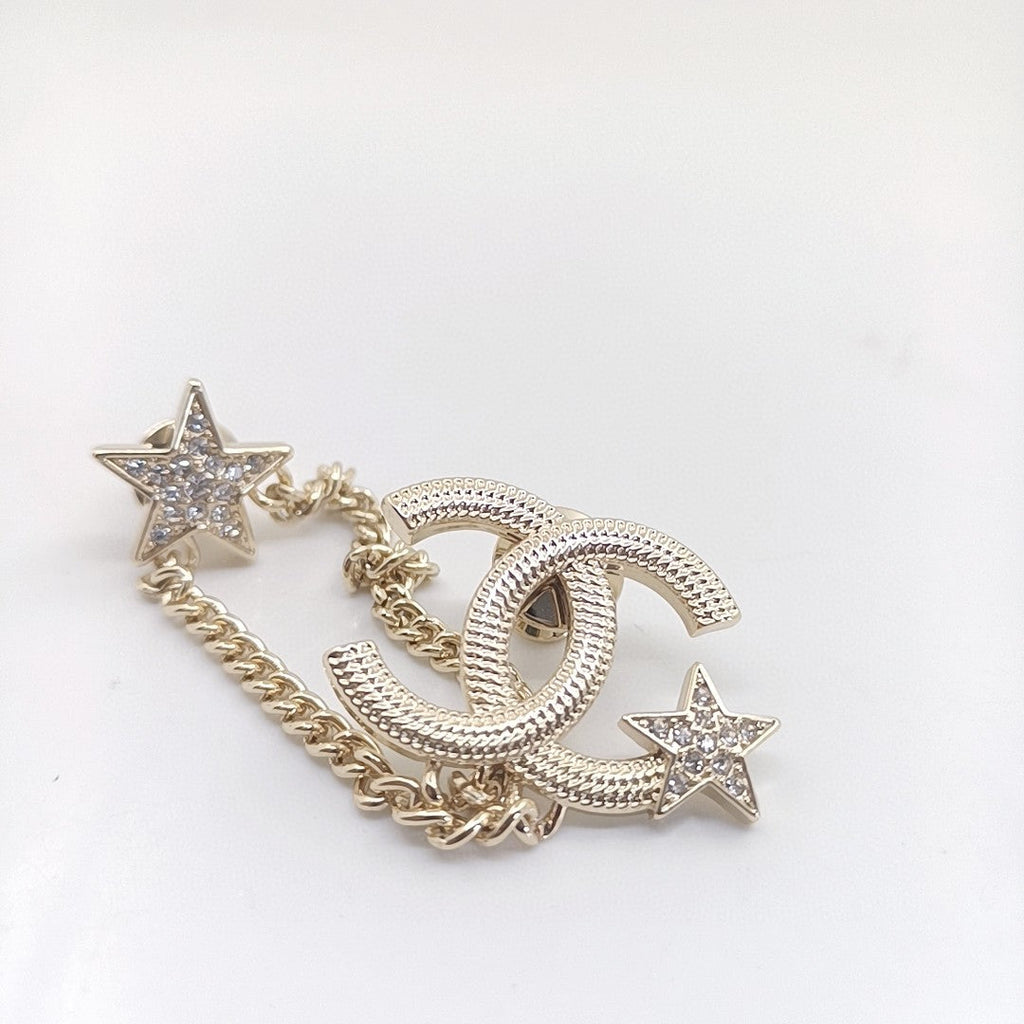 Chanel Heart Star Chain Brooch