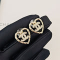 Chanel Heart Diamond Earrings - 1.75 cm Height - 18K Yellow Gold
