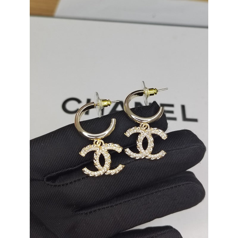 Chanel Diamond Pendant Earrings - 18K Yellow Gold
