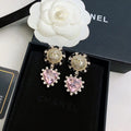 Chanel Heart Pink Crystal Earrings - 18K Yellow Gold