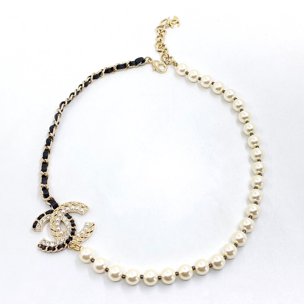 Chanel Leather Pearl Necklace