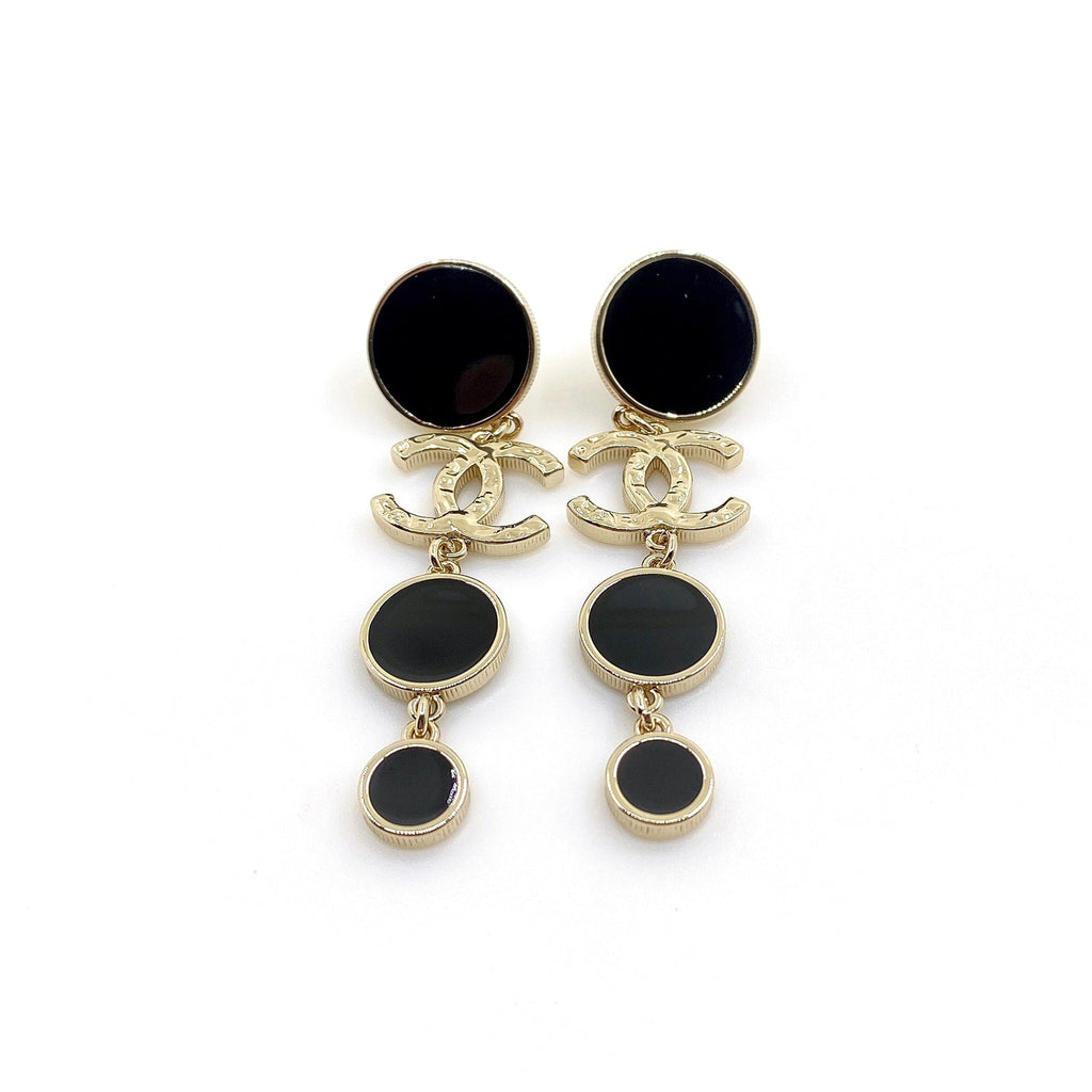 Chanel Black Crystal Earrings - 18K Yellow Gold