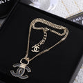 Chanel Black Resin Logo Necklace