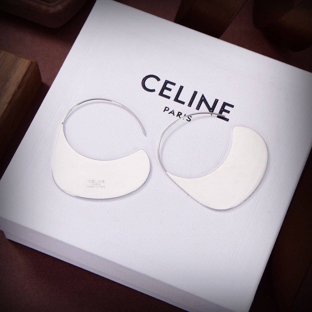 Celine Triomphe Bag Pendant Earrings - 18K White Gold