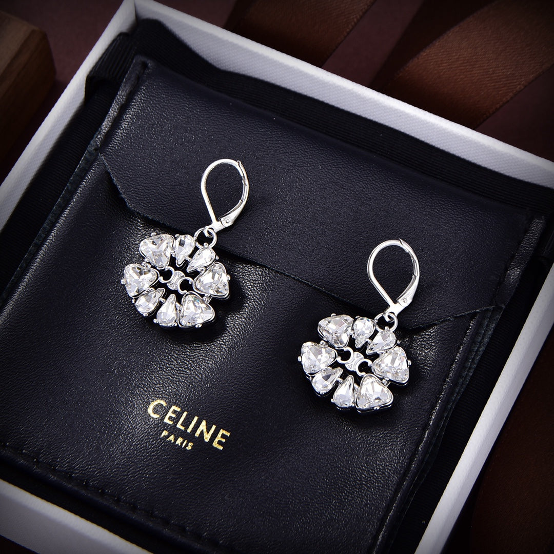 Celine Triomphe Daisy Earrings - 18K White Gold