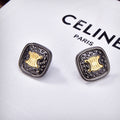 Celine Triomphe Black Earrings - 18K Yellow Gold
