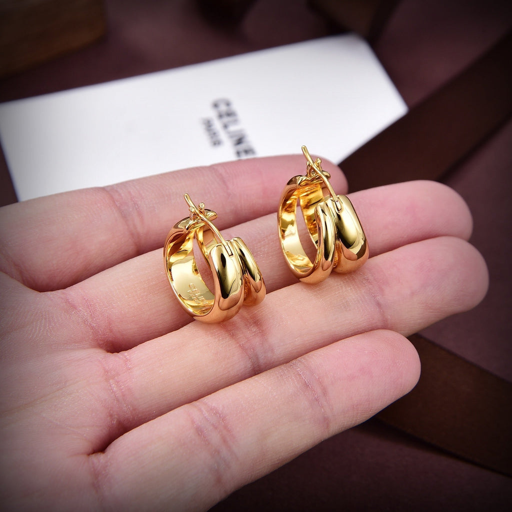 Celine Triomphe Formes Abstraites Hoops Earrings - 18K Yellow Gold