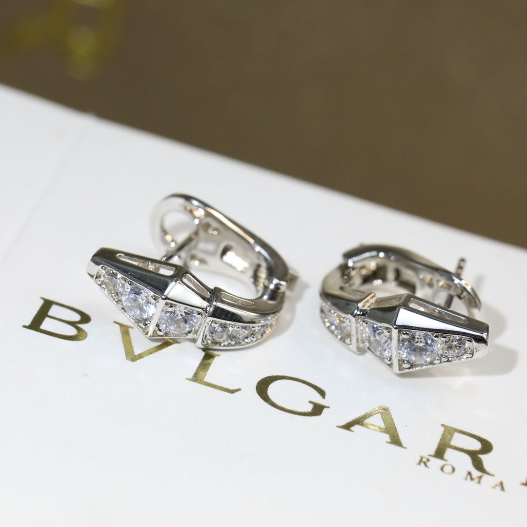 Bvlgari Serpenti Moissanite Earrings - 18K White Gold