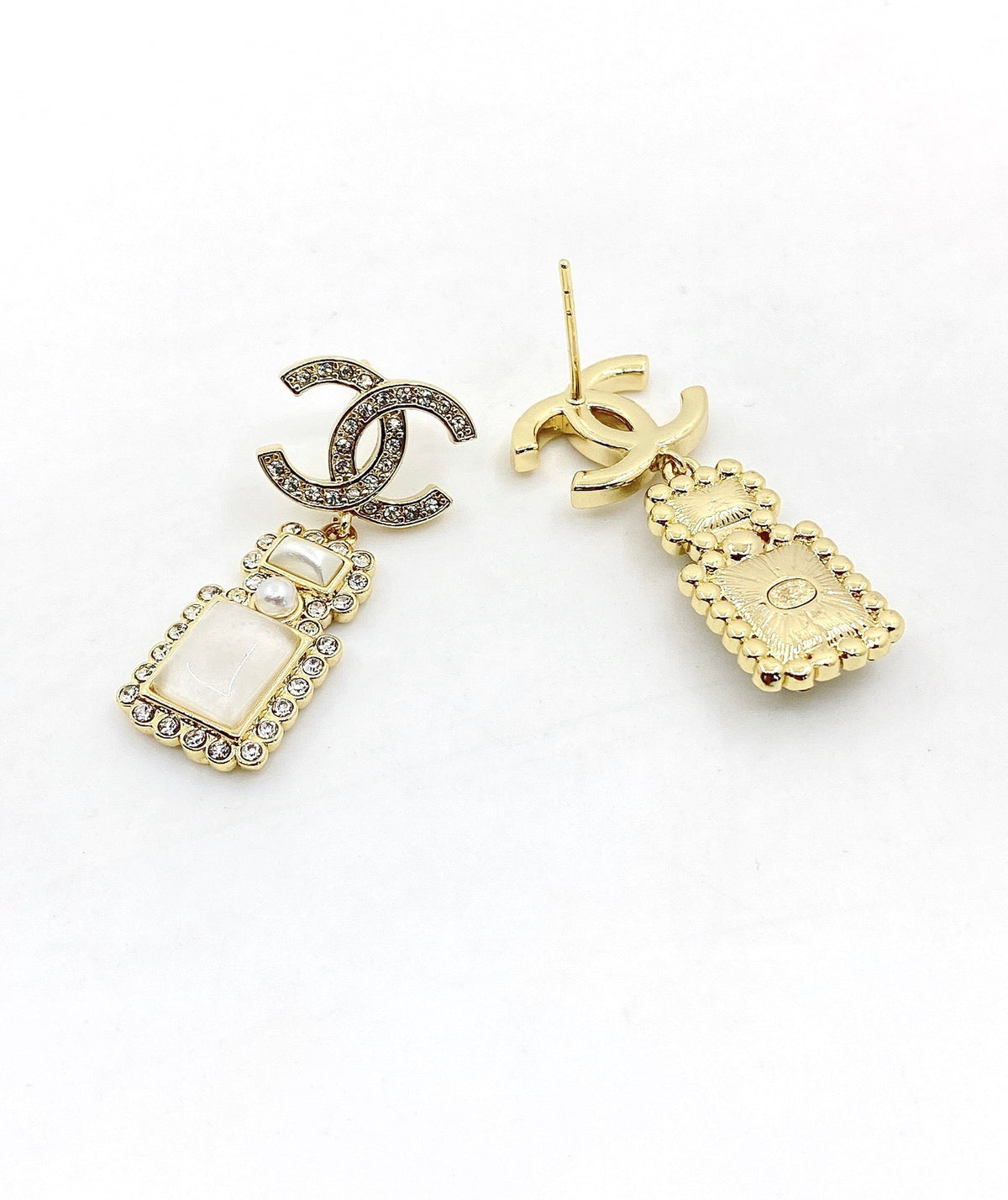 Chanel Perfume Bottle Earrings - 18K Yellow Gold