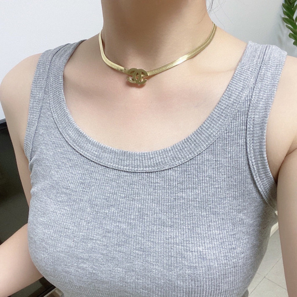 Chanel Gold Chain Choker Necklace