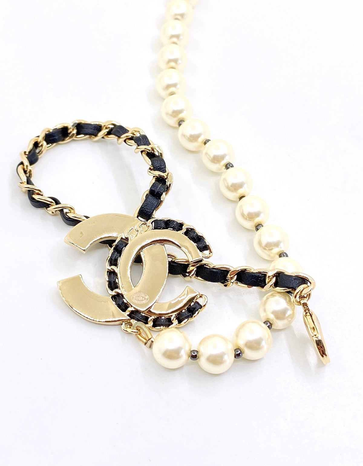 Chanel Leather Pearl Necklace