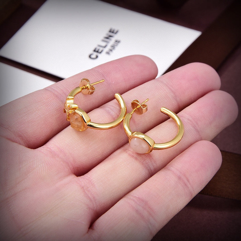 Celine Triomphe Indie Hoops Earrings - 18K Yellow Gold