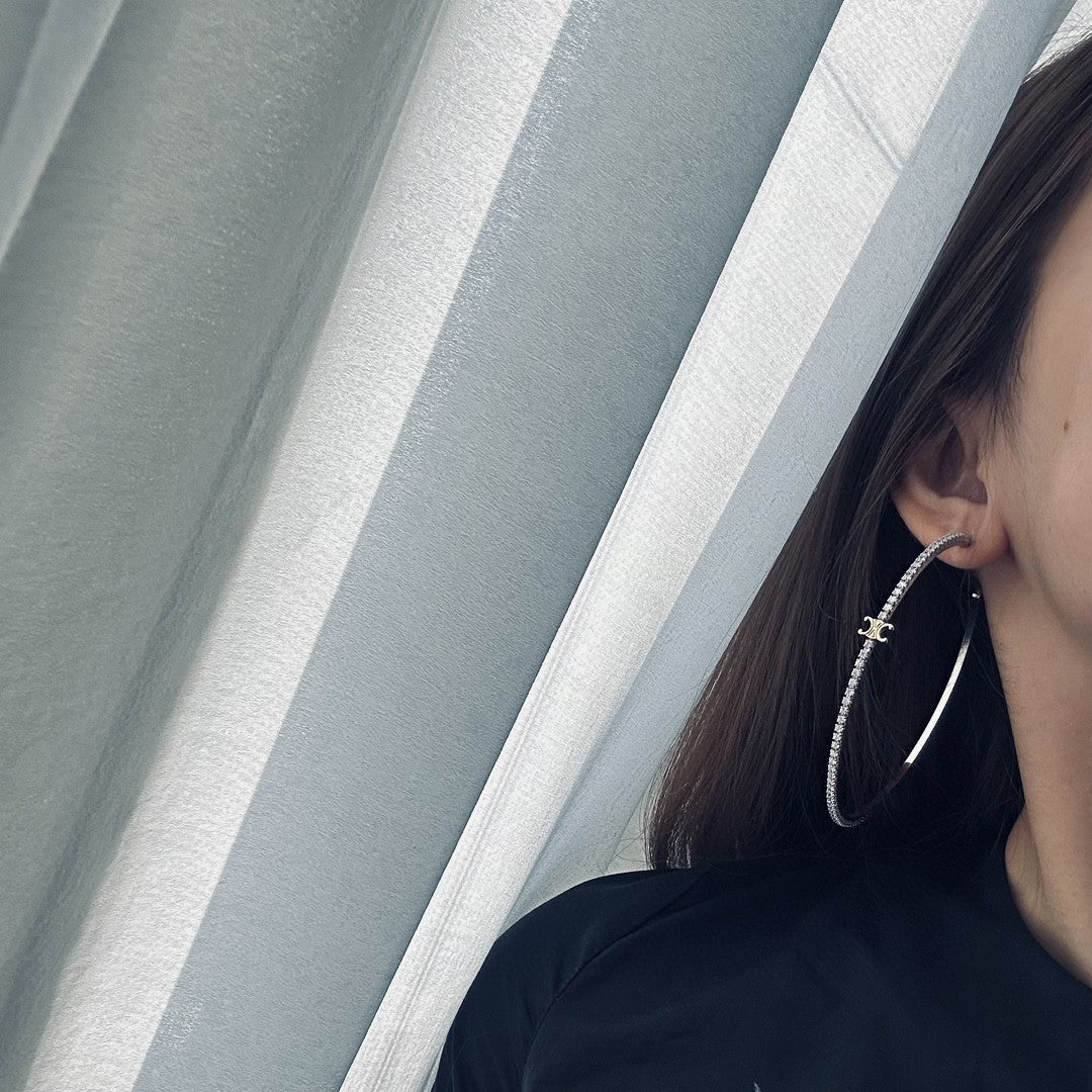 Celine Triomphe Gourmette Crystal Earrings