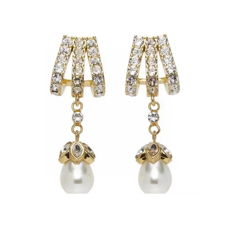 Celine Triomphe Vintage Pearl Earrings - 18K Yellow Gold
