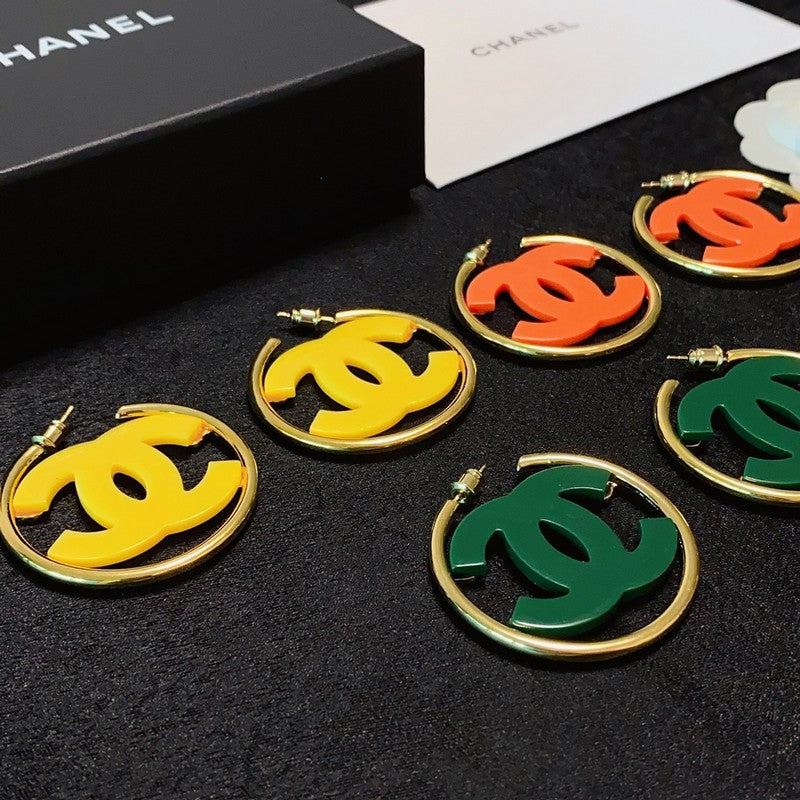 Chanel Color Logo Earrings - 18K Yellow Gold