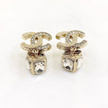 Chanel Square Crystal Pendant Earrings - 18K Yellow Gold