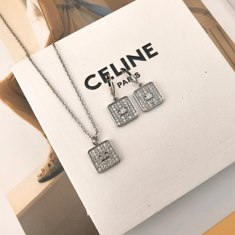 Celine Triomphe Diamond Earrings - 18K Gold