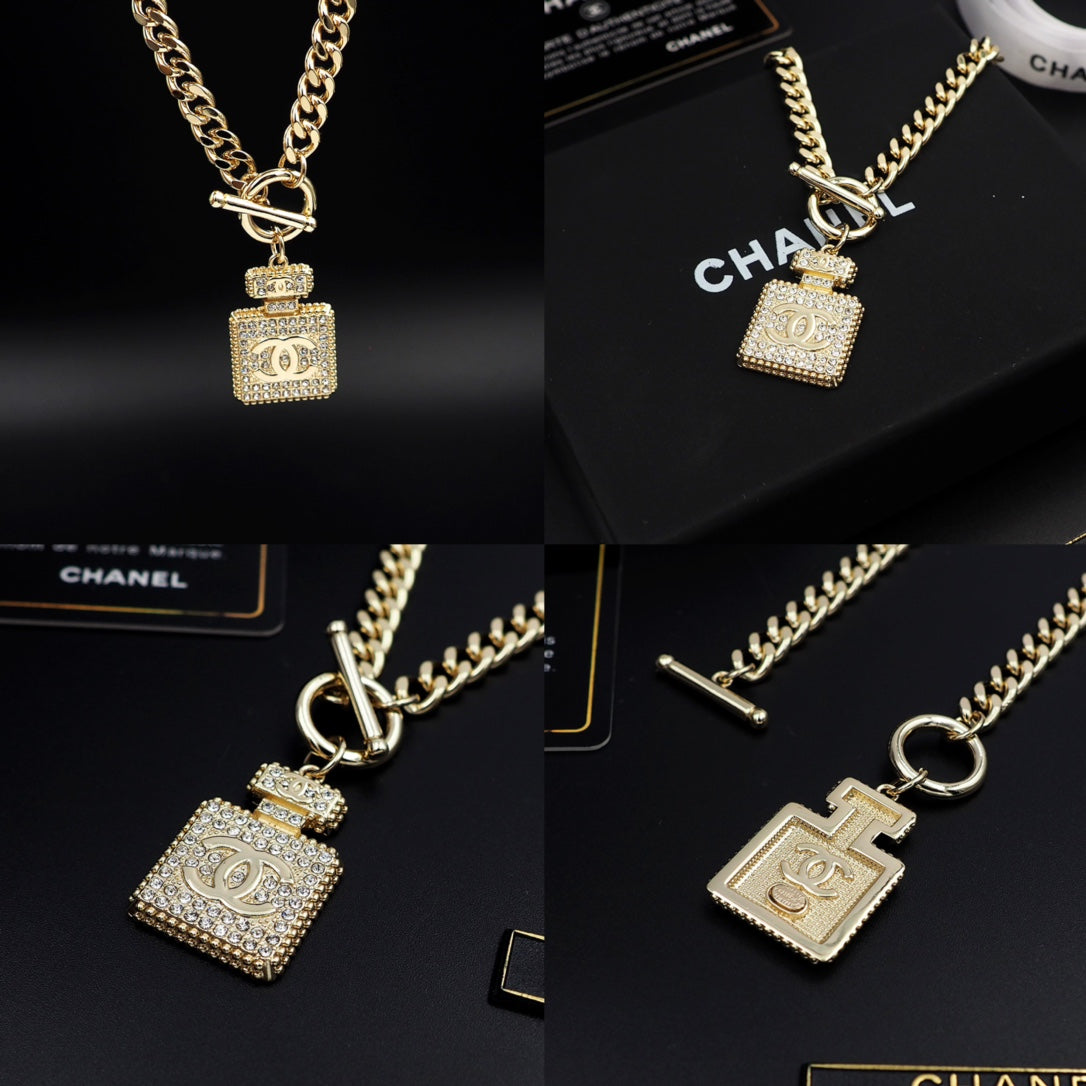Chanel Diamond Perfume Bottle Pendant Necklace