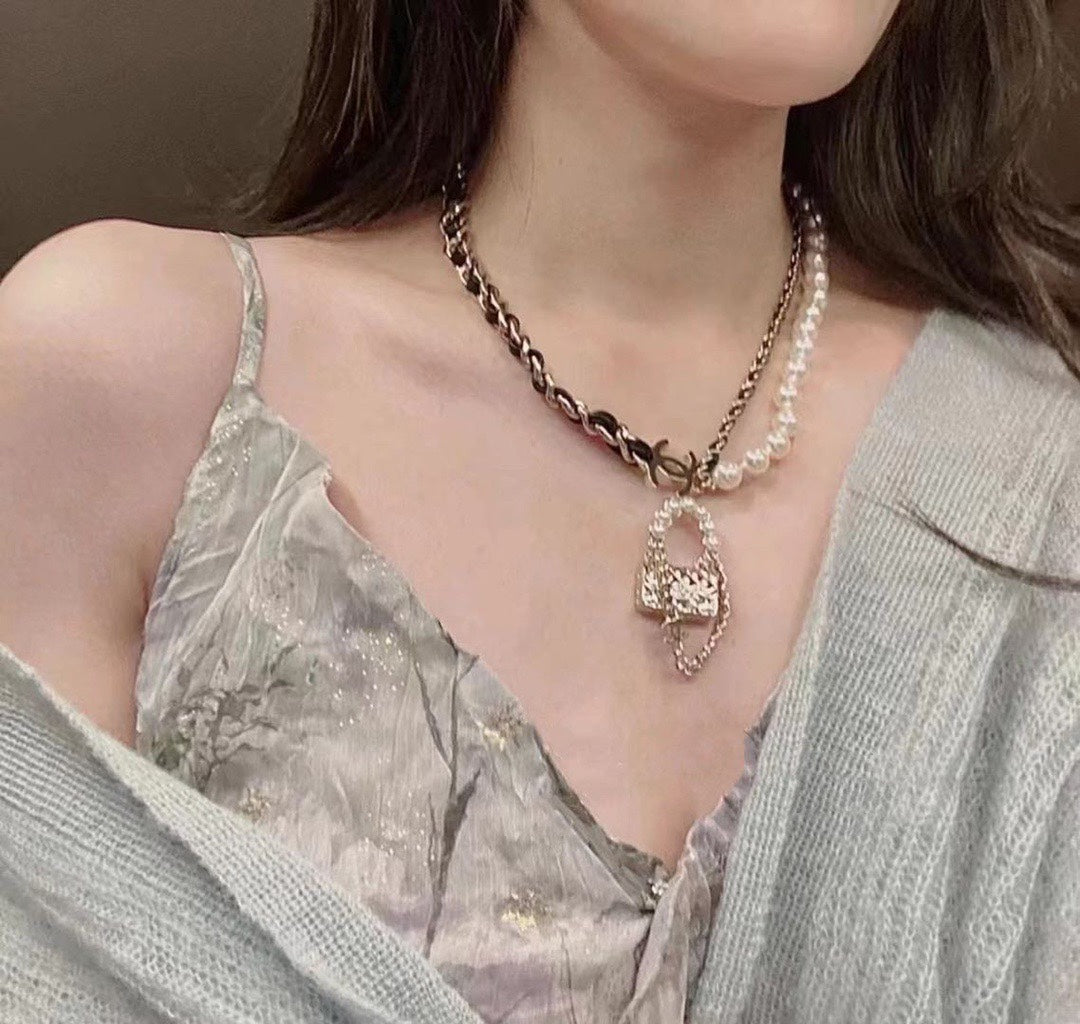 Chanel Pearl Bag Pendant Necklace
