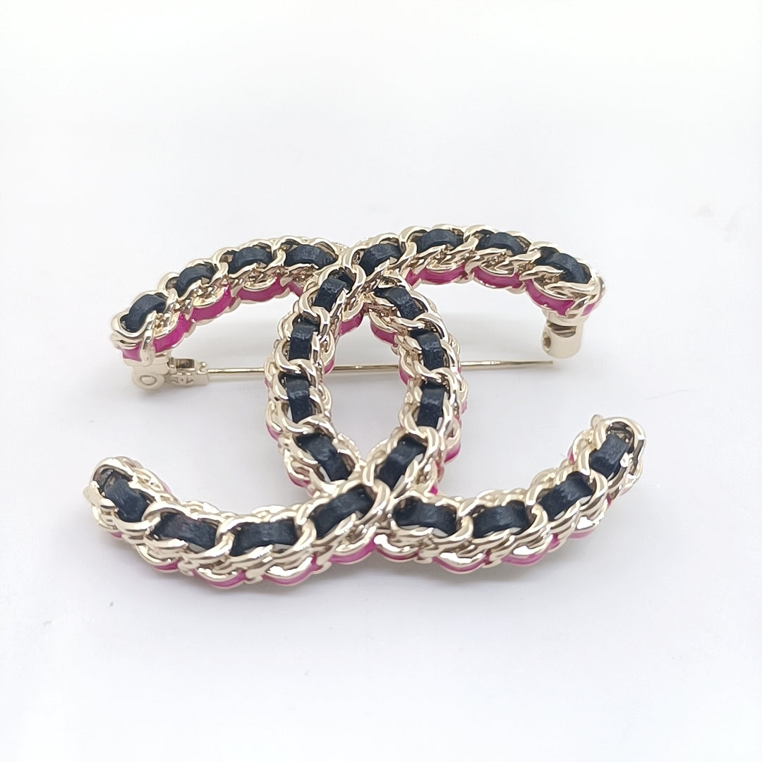 Chanel Leather Pink Brooch