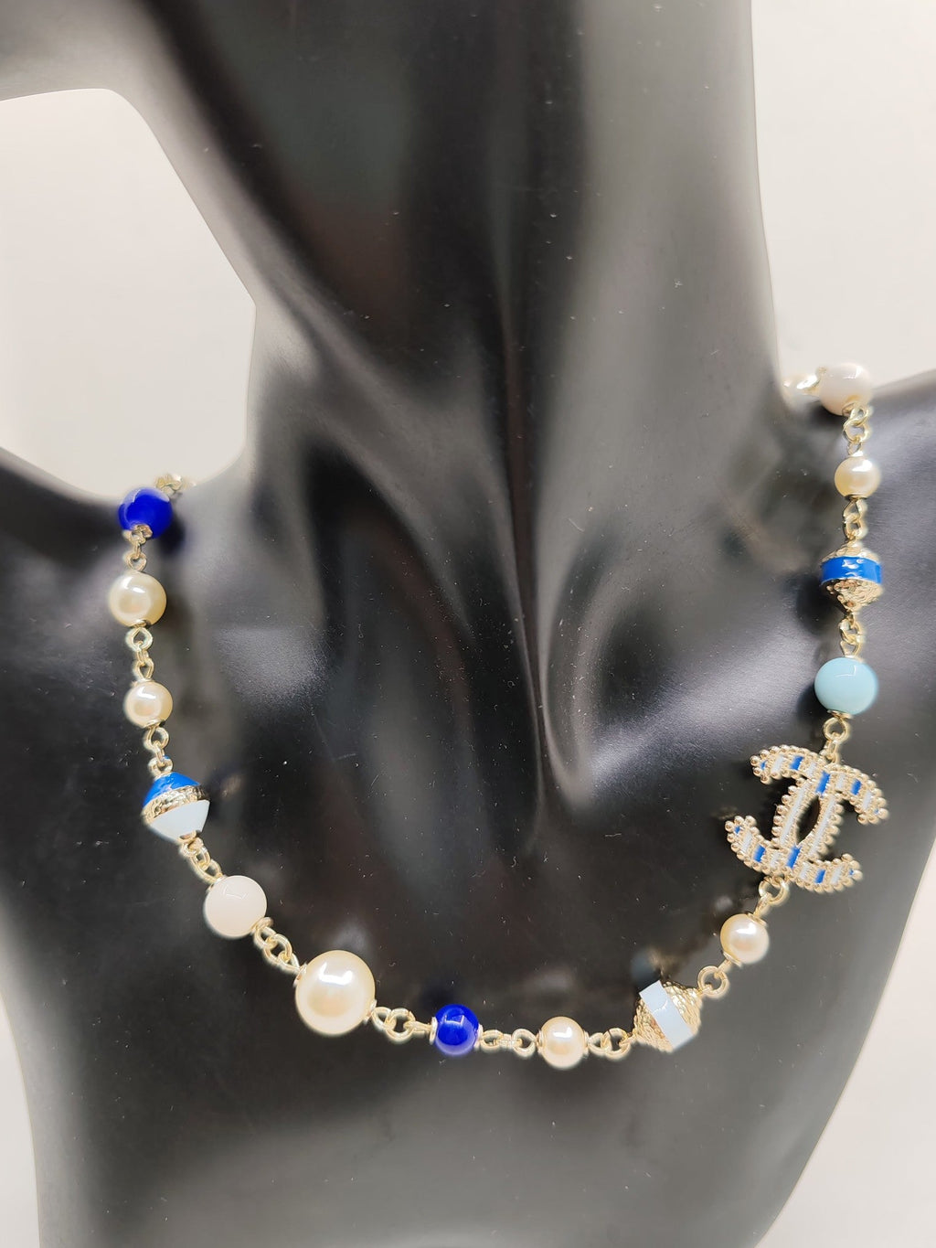 Chanel Blue & White Pearl Necklace