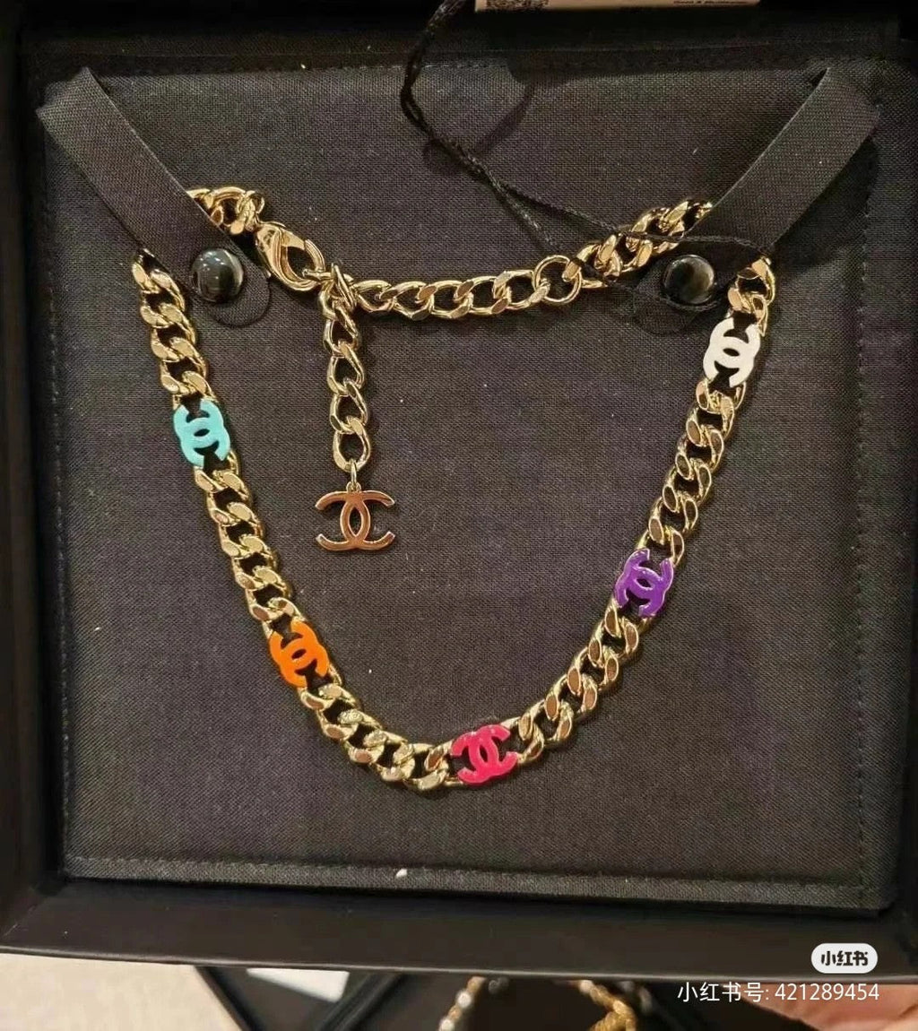 Chanel Color Logo Chain Necklace