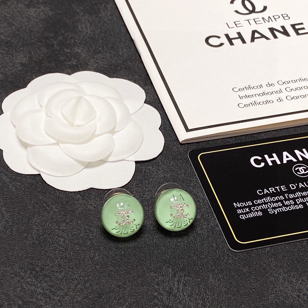Chanel Green Earrings - 18K Yellow Gold