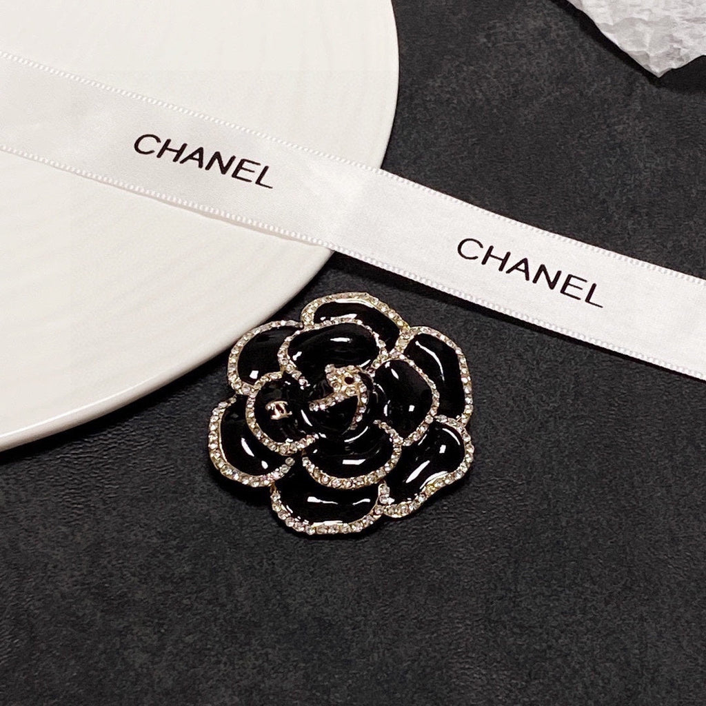 Chanel Black Flower Brooch