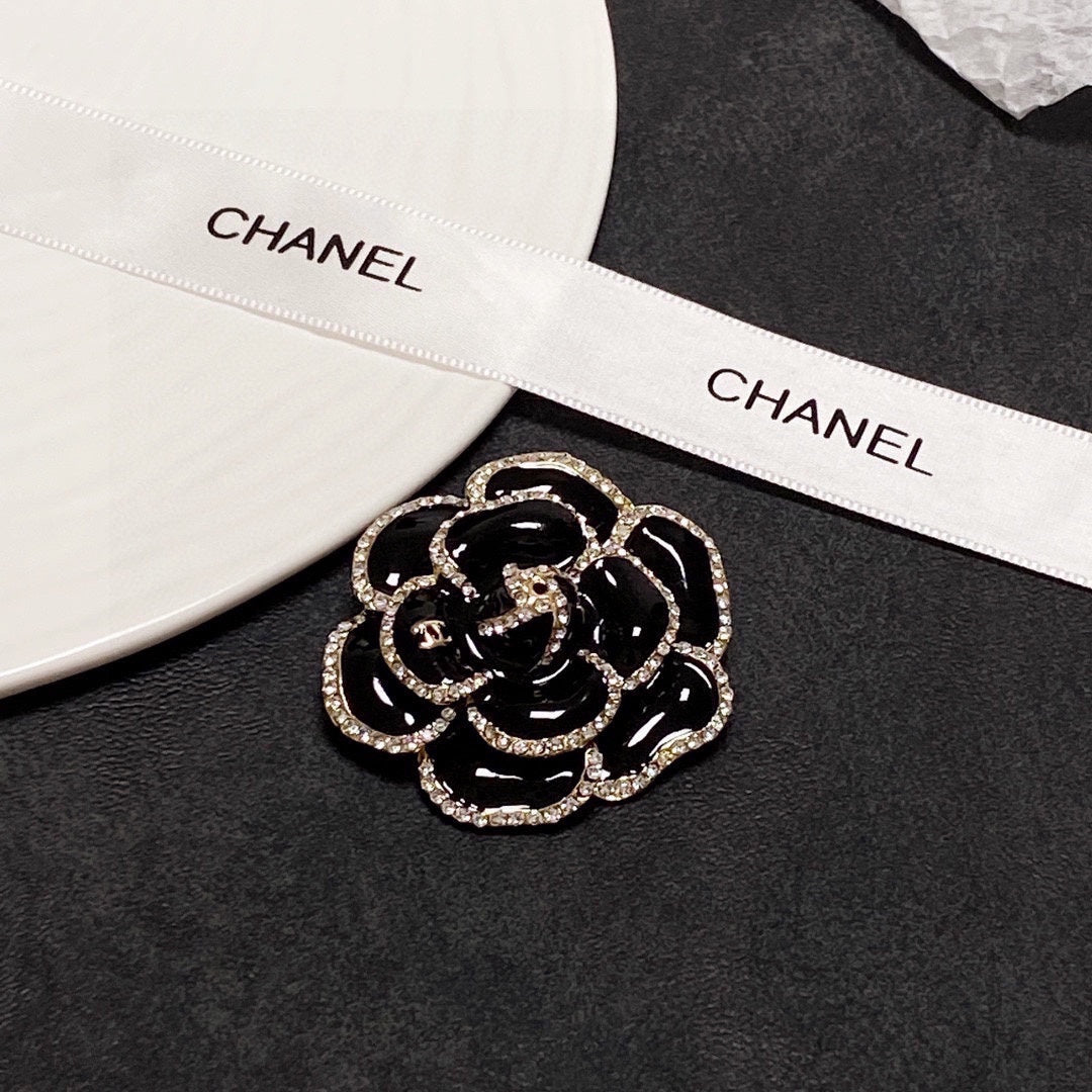 Chanel Black Flower Brooch