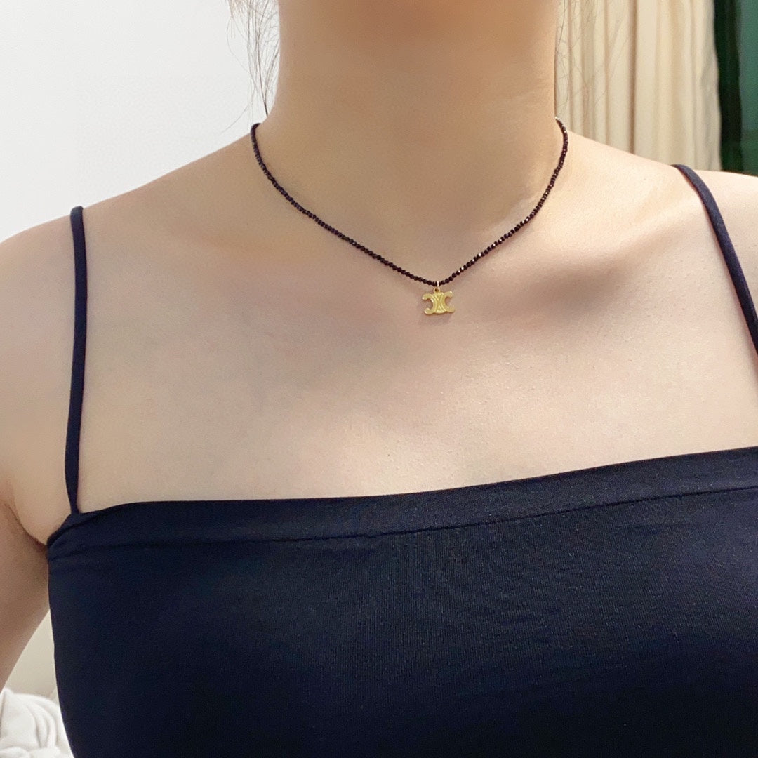 Celine Black Crystal Necklace