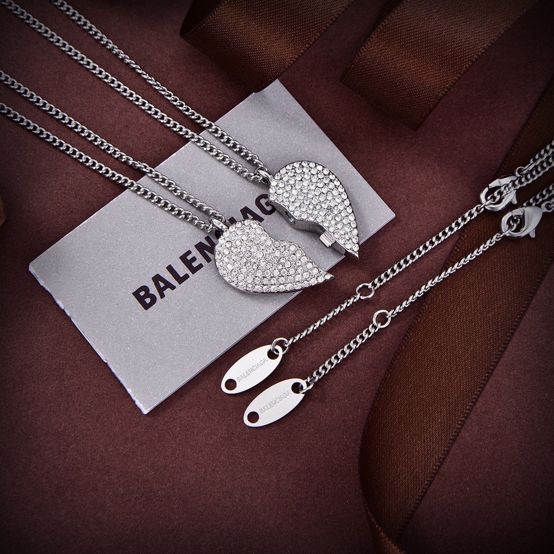 Balenciaga Lovelock Set of Two Silver-tone Crystal Necklaces