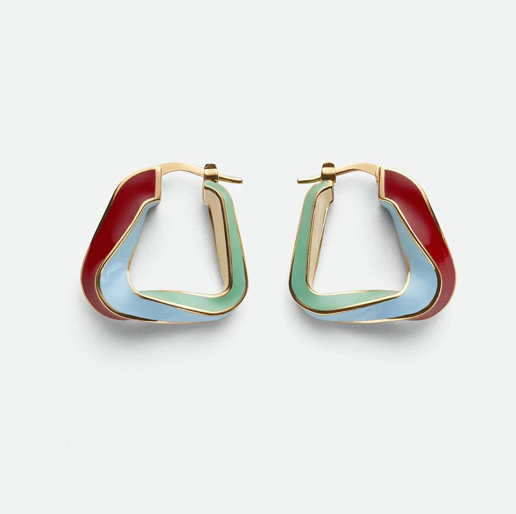 Bvlgari Twisted-triangle Hoop Earrings - 18K Yellow Gold