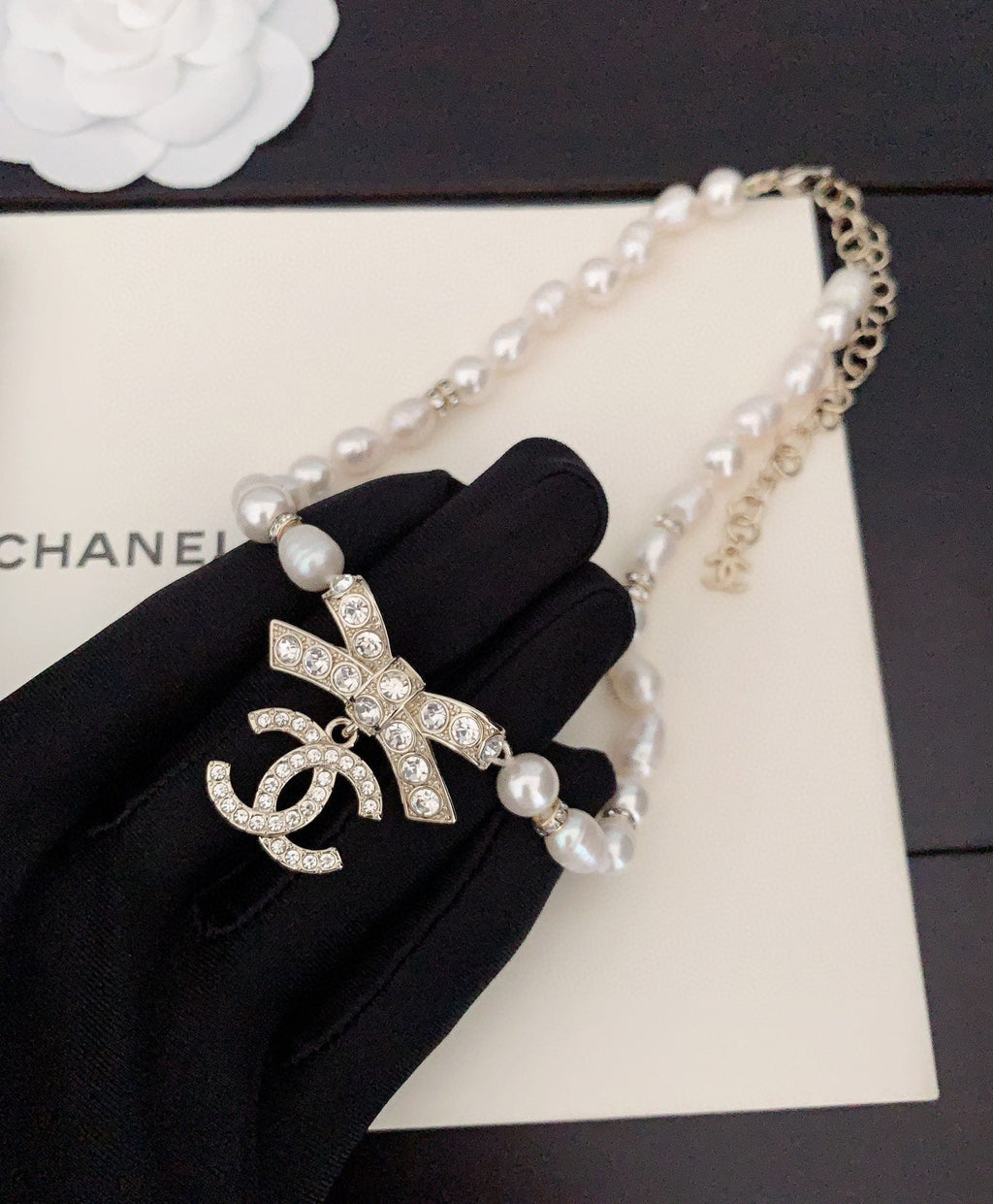 Chanel Bow Tie Diamond Necklace