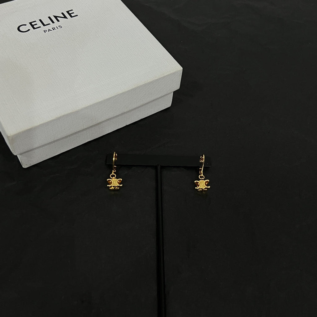 Celine Triomphe Solitaire Earrings - 18K Yellow Gold