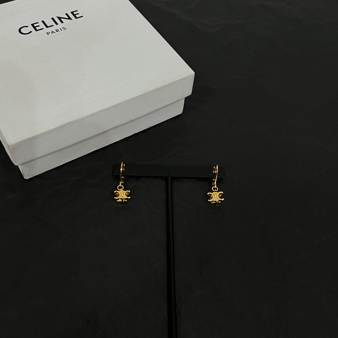 Celine Triomphe Solitaire Earrings - 18K Yellow Gold